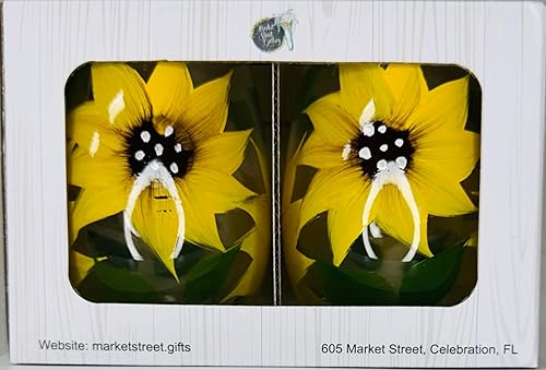 Miniatura 4 de Juego de copas de vino sin tallo de girasol pintadas a mano - Decoración rústica de granja - Regalo de cocina, juego de 2