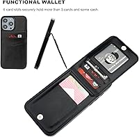 Vista 4 de KIHUWEY Compatible con iPhone 14 Pro Max Funda Cartera Plegable con Soporte para Tarjeta de Crédito, Cierre Magnético de Cuero Premium, Función