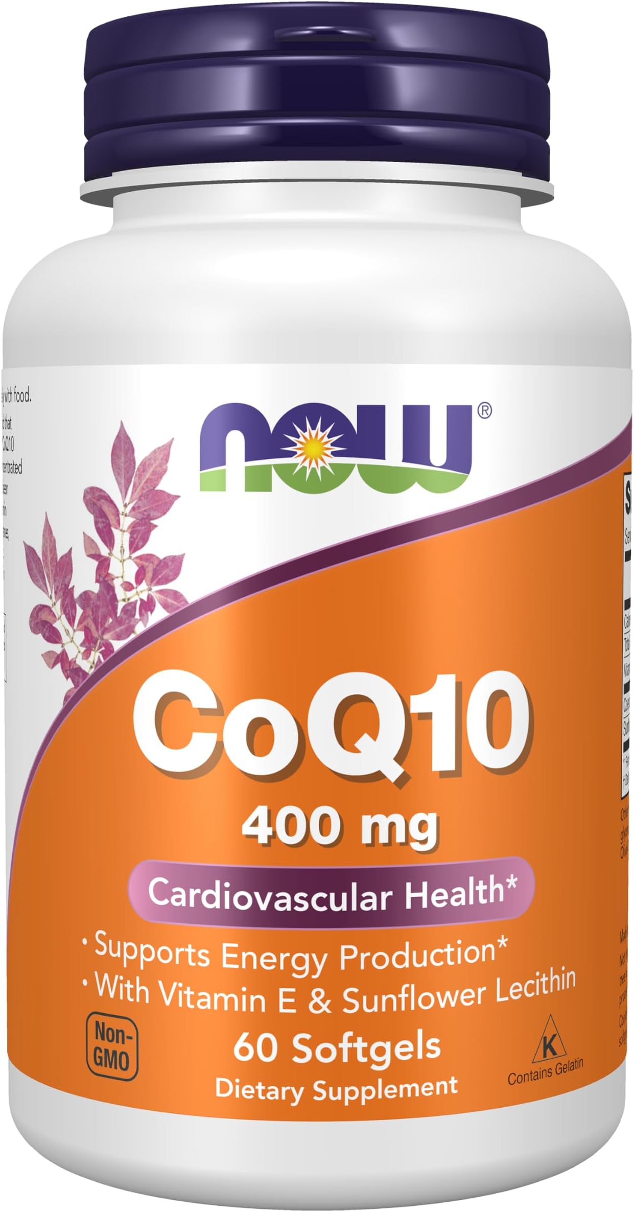 NOW Foods Supplements, CoQ10 400 mg, Pharmaceutical Grade, All-Trans Form produced by Fermentation, 60 Softgels