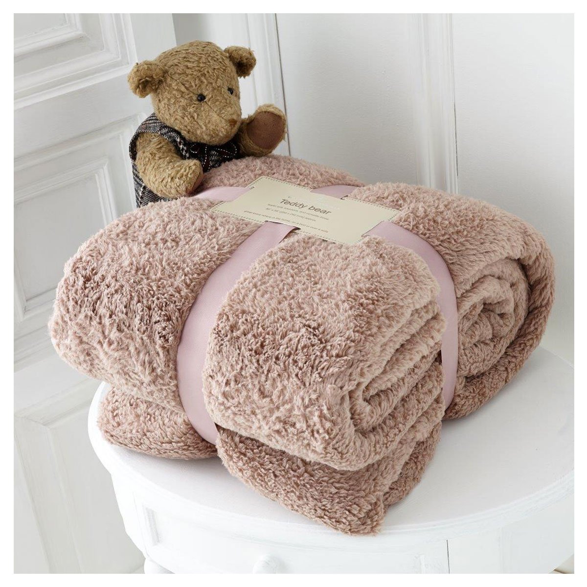 Gaveno Cavailia Comfy Teddy Throw, Polyester, Mink, Single ( 130 x 180 cm )