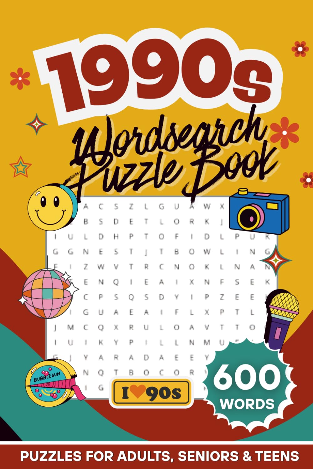 1990s Wordsearch Puzzle Book for Adults: 600 Retro-Themed Words | 60 Nostalgia Puzzles | Large Print Brain Games For Adults, Seniors & Teens ... Crossword & Wordsearch Puzzle Book Series)