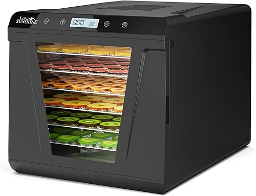 London Sunshine Deshidratador de alimentos, 6 bandejas de acero inoxidable con temperatura ajustable, deshidratadores para cecina, hierbas y frutas
