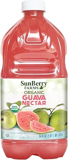 Sunberry Farms Organic Guava Nectar 64 fl oz - Real Organic Fruit Juice, No Artificial Flavors, Tropical Family Size Refreshment