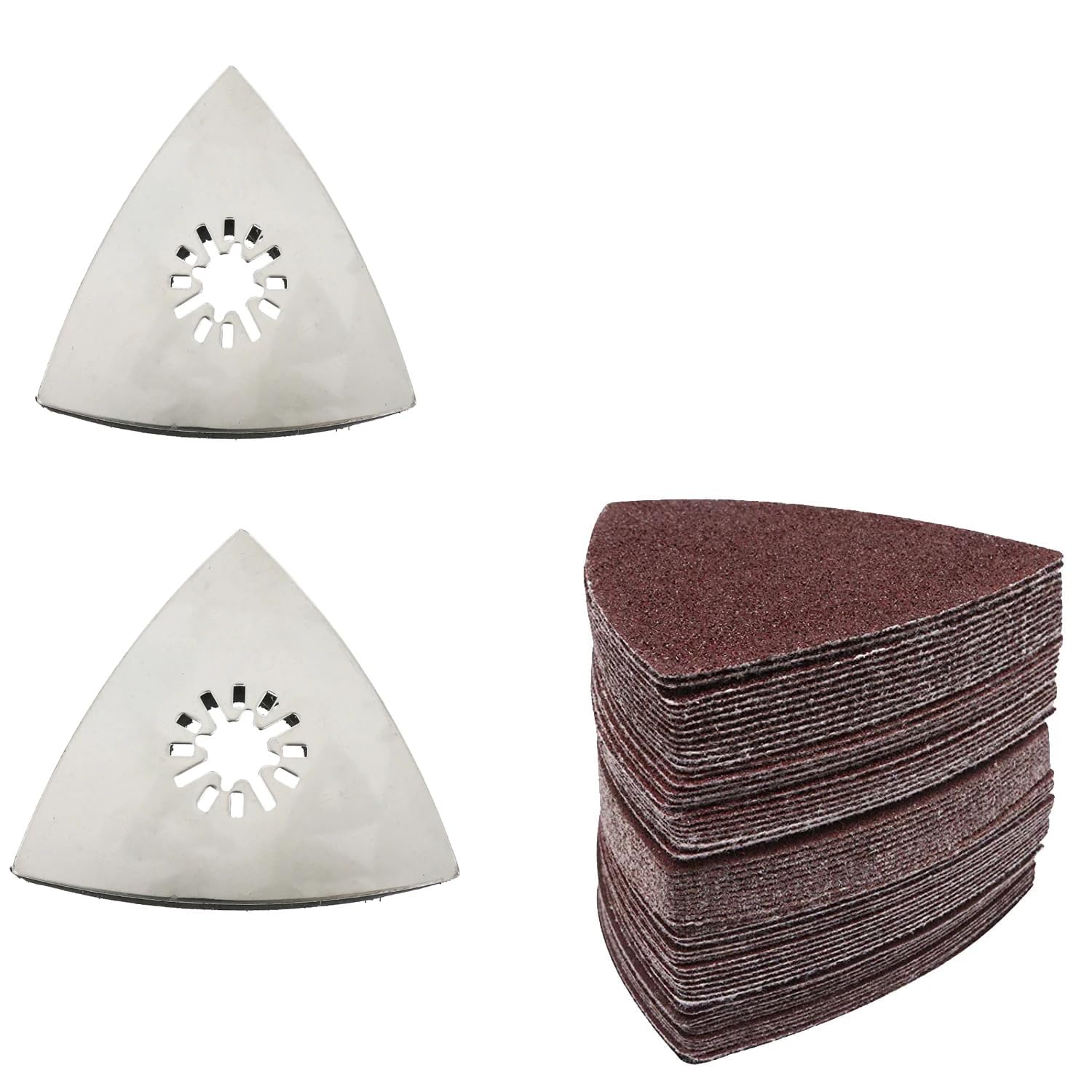 Papier ścierny Hook and Loop Triangle Sanding Pad Zestaw 52 sztuk trójkątnych papierów ściernych 80 mm, różne gradacje 60-240, uniwersalne trójkątne na rzepy, wielofunkcyjne podkładki ścierne