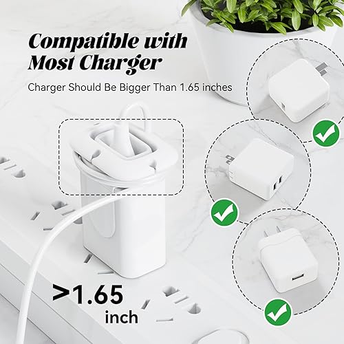 Miniatura 4 de Organizador de cargador plegable de silicona compatible con cargador y adaptador de teléfono, soporte de administrador con cable, enrollador,
