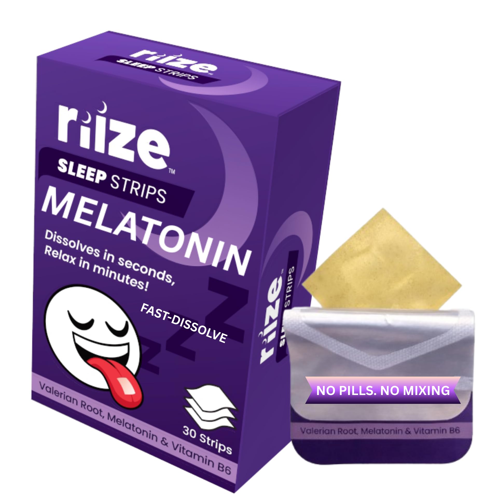 Riize Sleep Strips – Fast Acting Dissolvable Sleep Aid with 5mg Melatonin, L-Theanine & Valerian Root – Oral Sleep Strips for Falling Asleep Faster – 3 Count — Amazon image 8