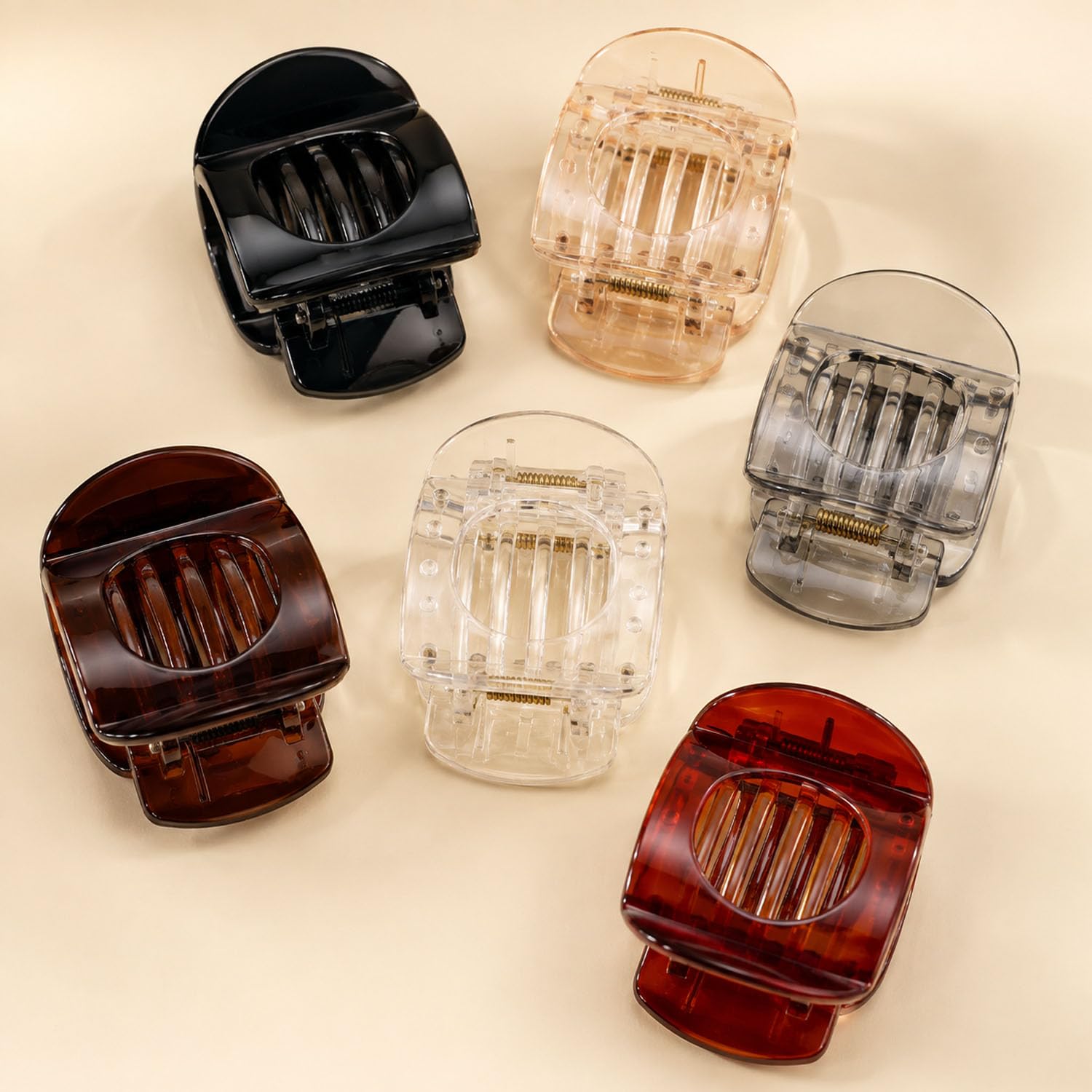 Ashkash 2Pcs Korea Style Vintage Elegant Hair Claw Clips Arc Shape Geometric Hairpin - Large Curved Design Duckbill Clip with Mixed Colors - Chic Women's Hair Accessory-image-17