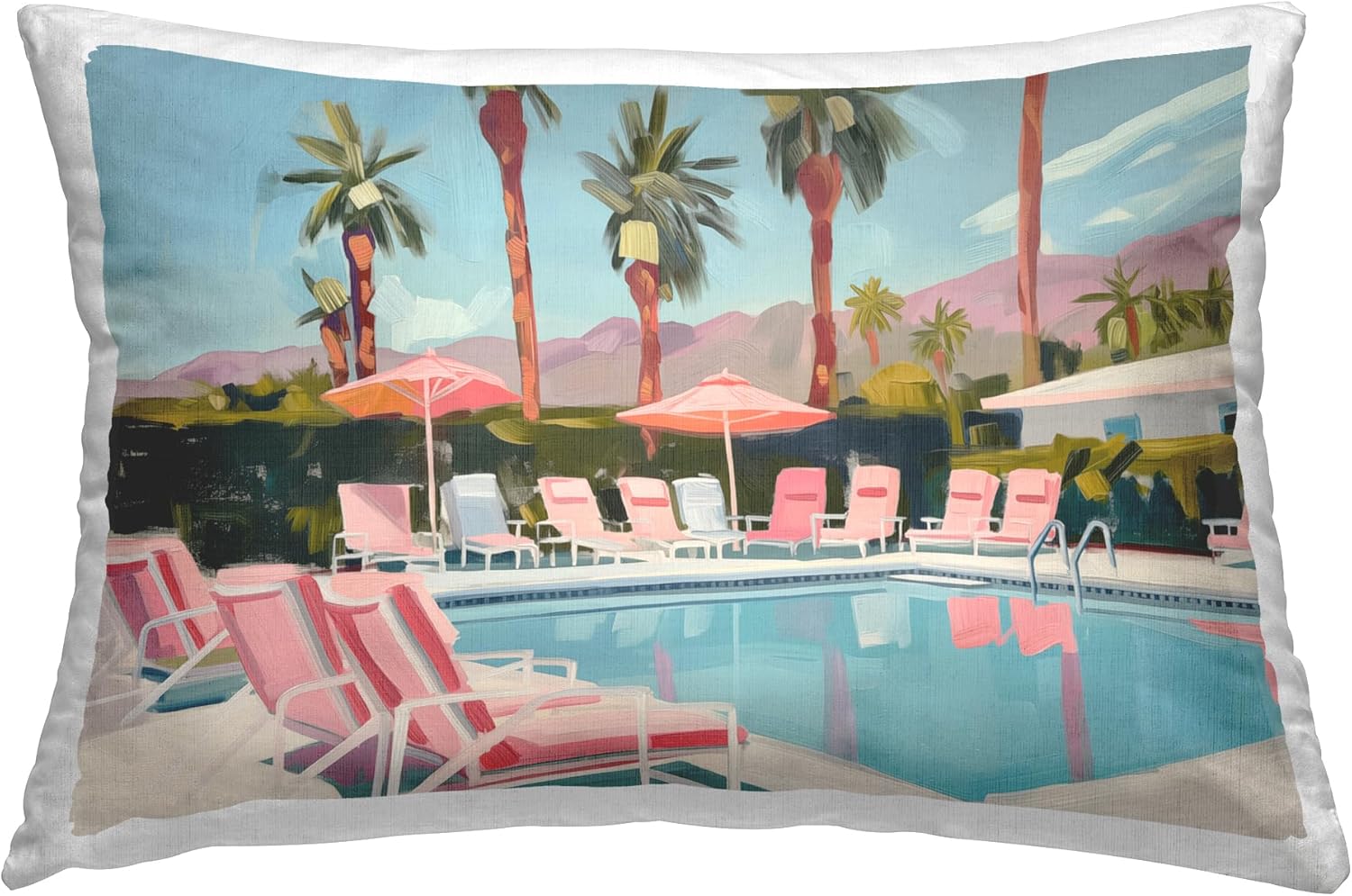 Stupell Industries Palm Springs Swimming Pool Design by Arlington Indoor Printed Throw Pillow, 14 x 7 x 20, Blue