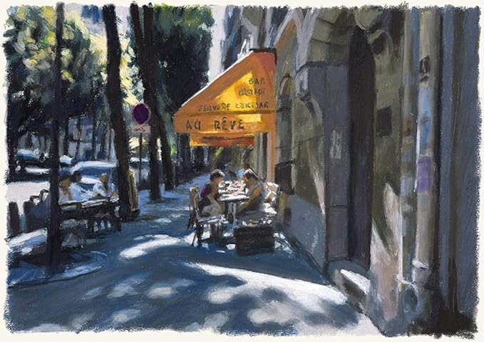 Amazon Co Jp セイ ハシモト 木もれ陽のカフェ 版画 ホーム キッチン