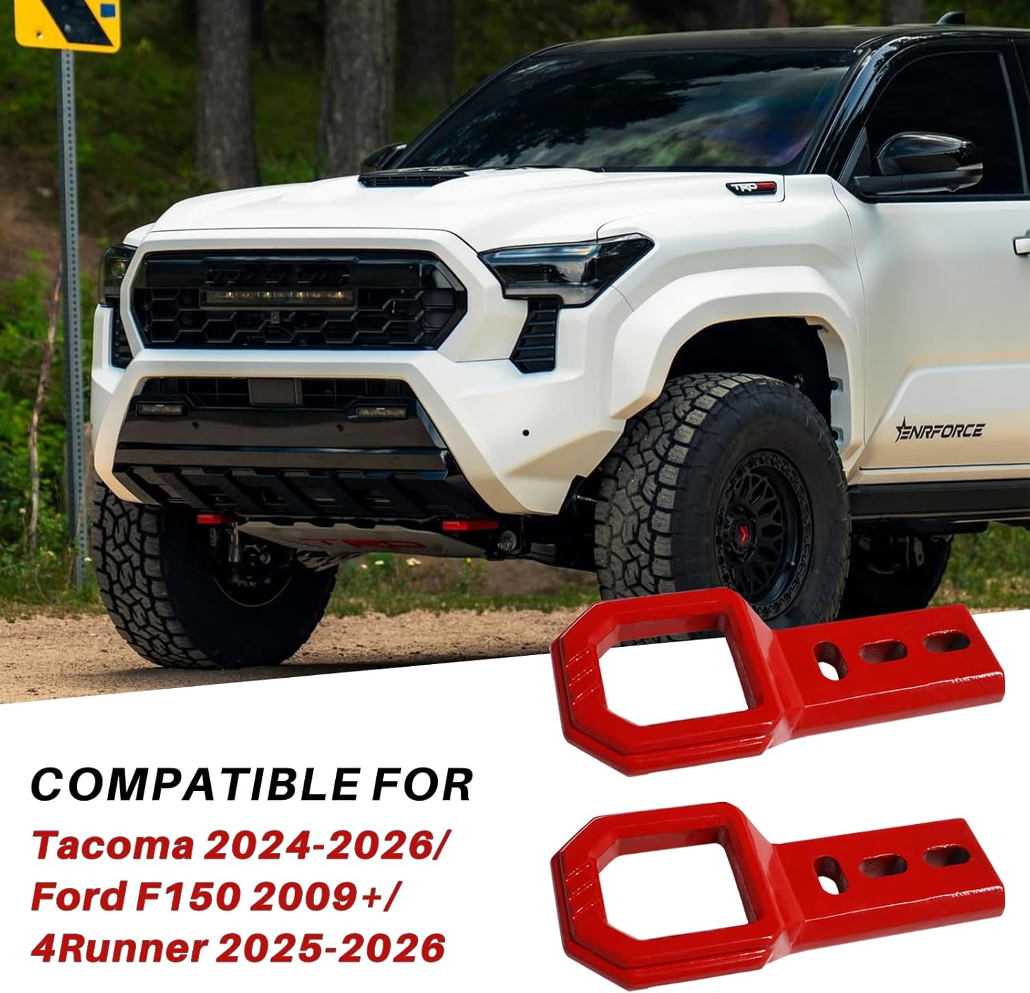 Front Tow Hooks for Tacoma 2024 2025 2026/4Runner 2025-2026,/Ford F150 2009-2023,Tow Hook 2Pcs Red