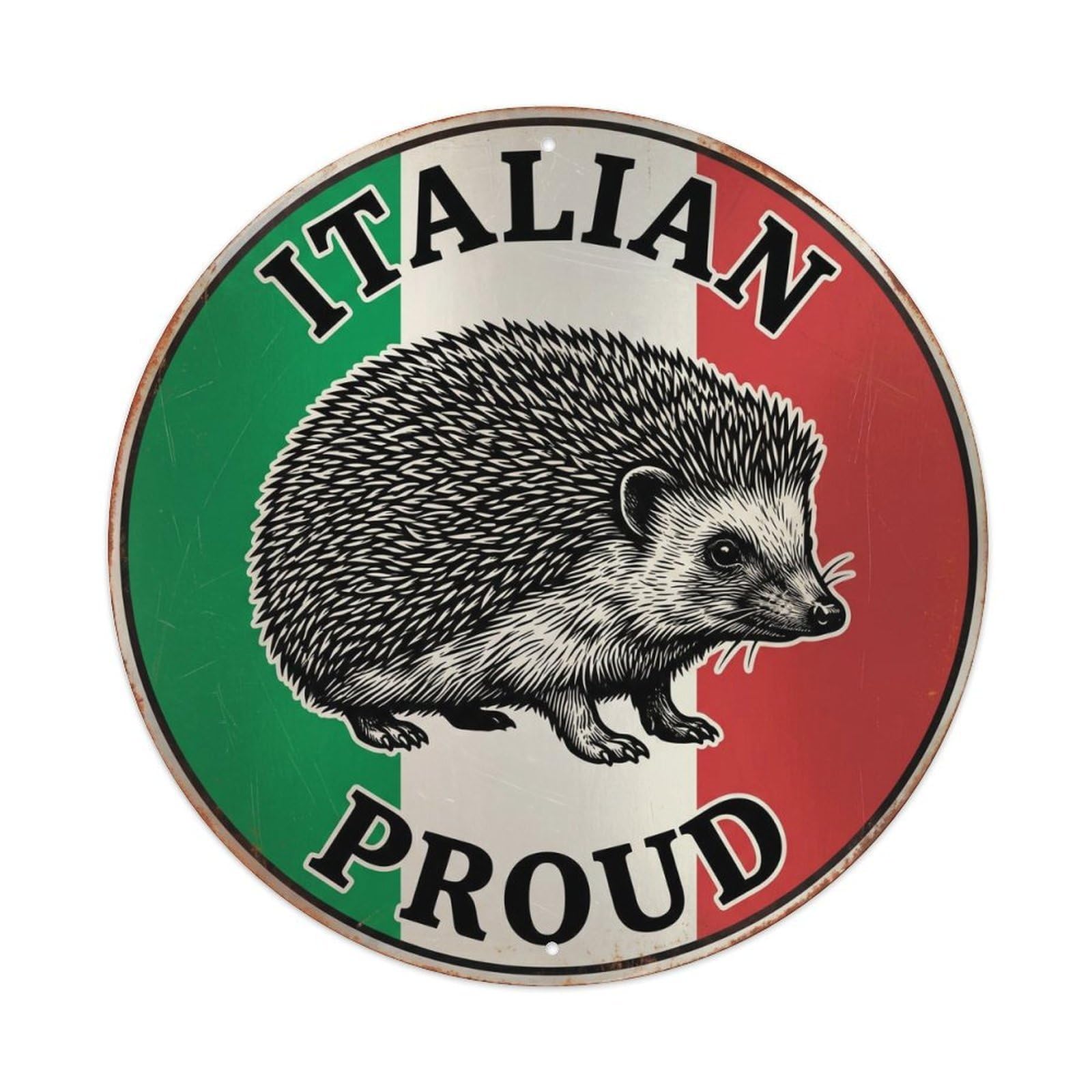 Olhnbad Style Italian Proud Hedgehog Wildlife Heritage Emblem Metal Tin Sign