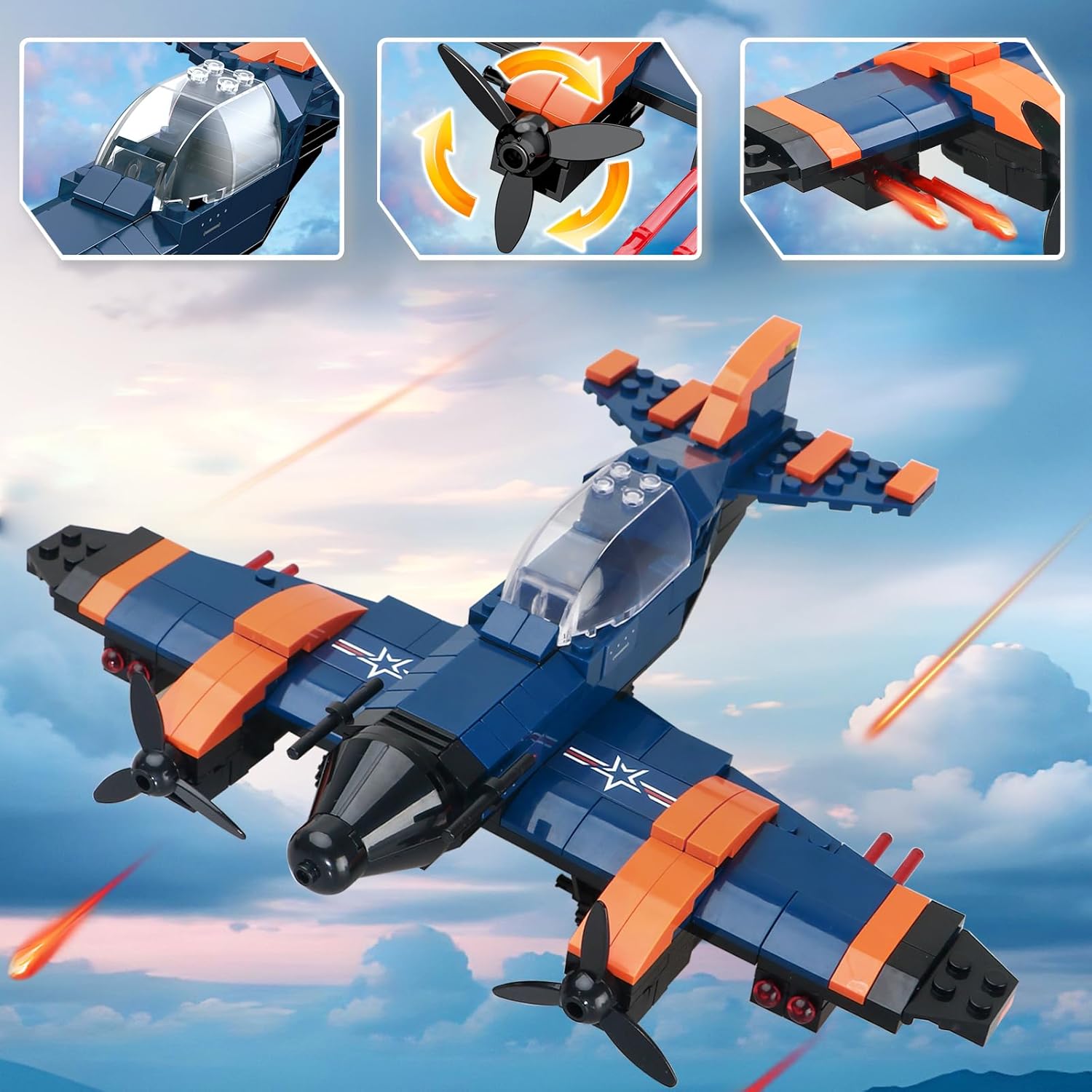 Close-up of the COGO Creator supersonic jet model, showing its aerodynamic design and missile launchers.