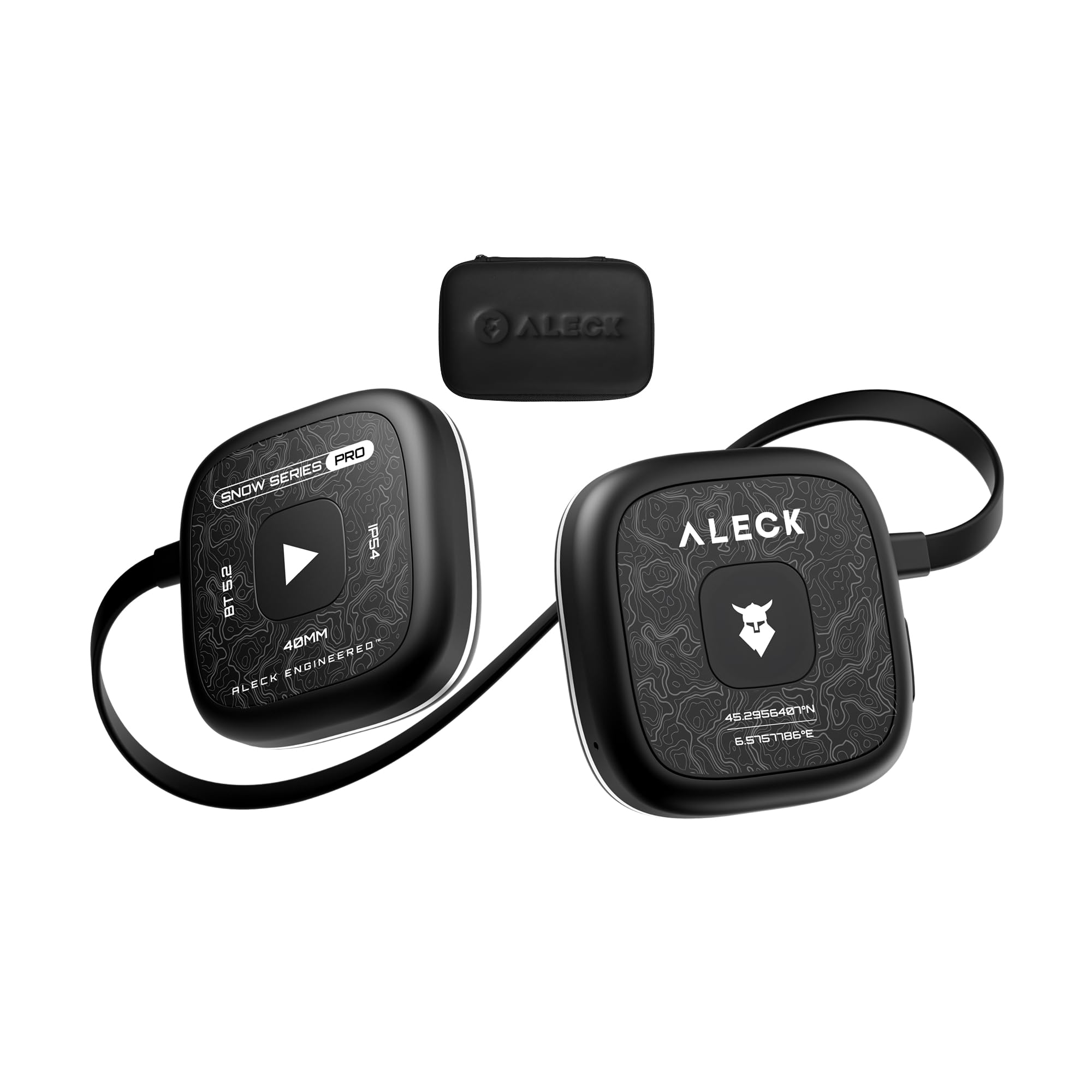 ALECK Snow Series Pro Universal Wireless Bluetooth Helmet Speakers Headphones for Ski and Snowboard Audio-Ready Helmets, Glove Friendly Controls, Microphone Headset for Hands-Free Calls