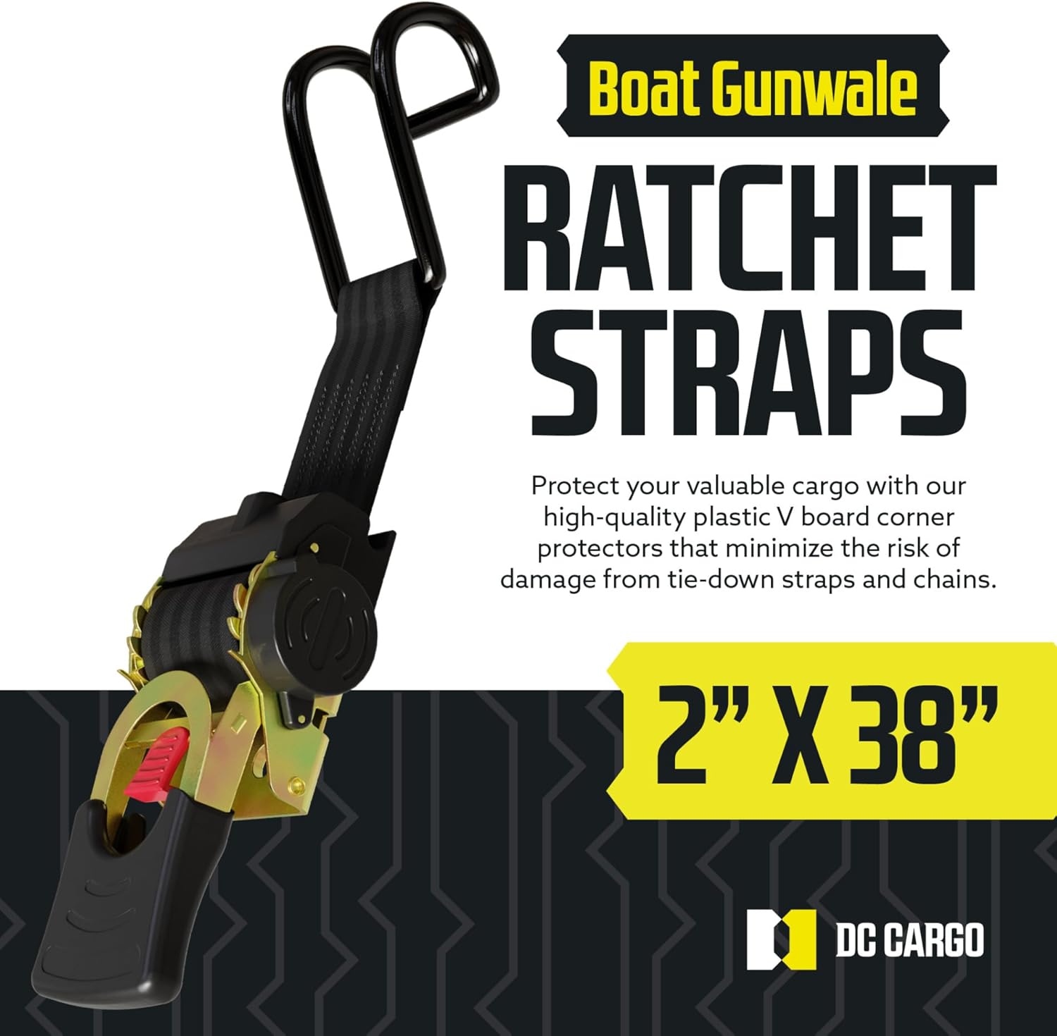 Boat Retractable Ratchet Strap Gunwale & Transom Kit view 2