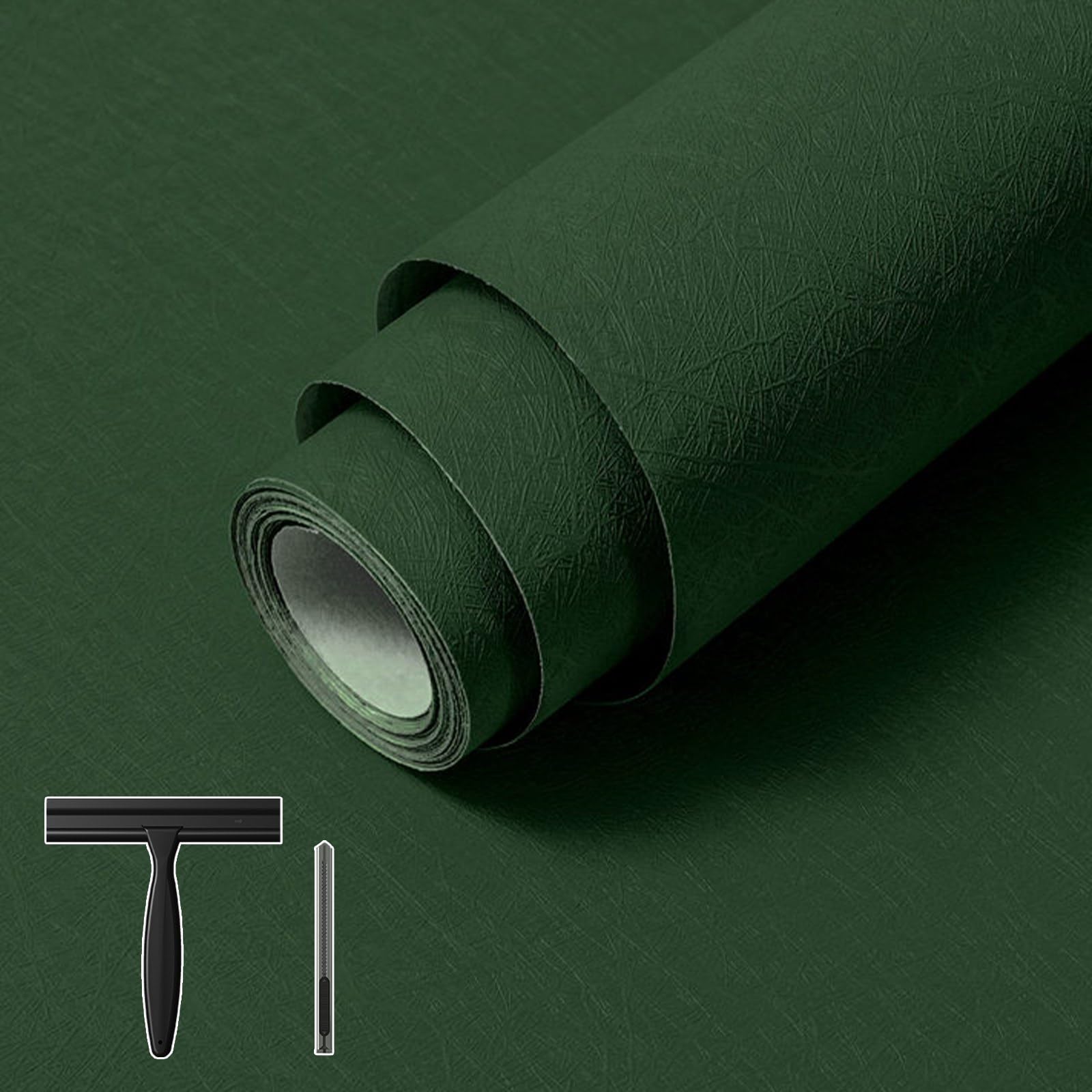 Abyssaly Green Wallpaper Peel and Stick 15.7" x 196.8" Silk Embossed Green Contact Paper for Cabinets Removable Self Adhesive Textured Wallpaper