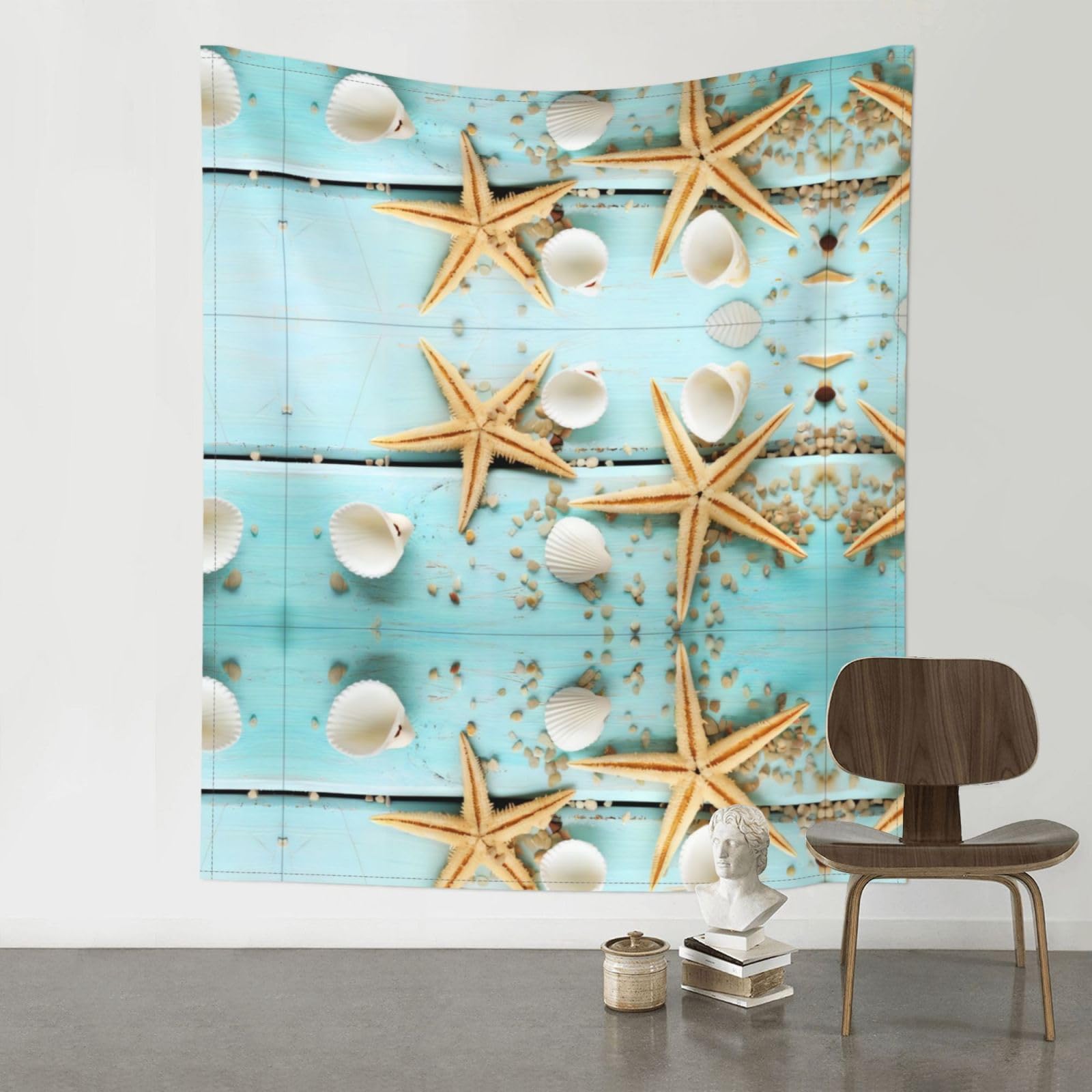 YYHHAOFA Starfish and shells Prints 60x51in Wall Tapestry – Durable Polyester Throw for Dorm, Beach, & Home Decor