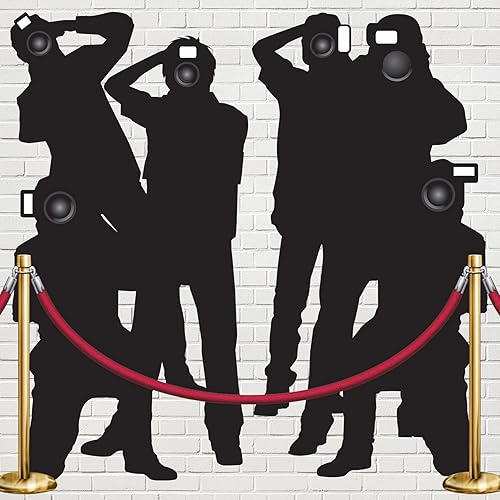 Miniatura 5 de Beistle Recortes Paparazzi – Fondo de pared de plástico transparente impreso fino para fotógrafos de Hollywood para decoración de pared de premios,