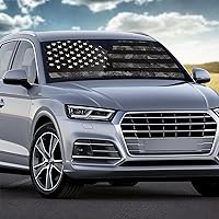 Vista 4 de SEANATIVE Parasol para ventana frontal con bandera estadounidense negra, para mujeres y hombres, bloqueo de calor, para la mayoría de automóviles