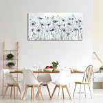 VEAEE Framed Flowers Canvas Wall Art - Indigo Floral Canvas Pictures, Living Room Wall Decor, Botanical Canvas Prints Painting Abstract Artwork Bedroom Office Home Decor 100L x 50W cm
