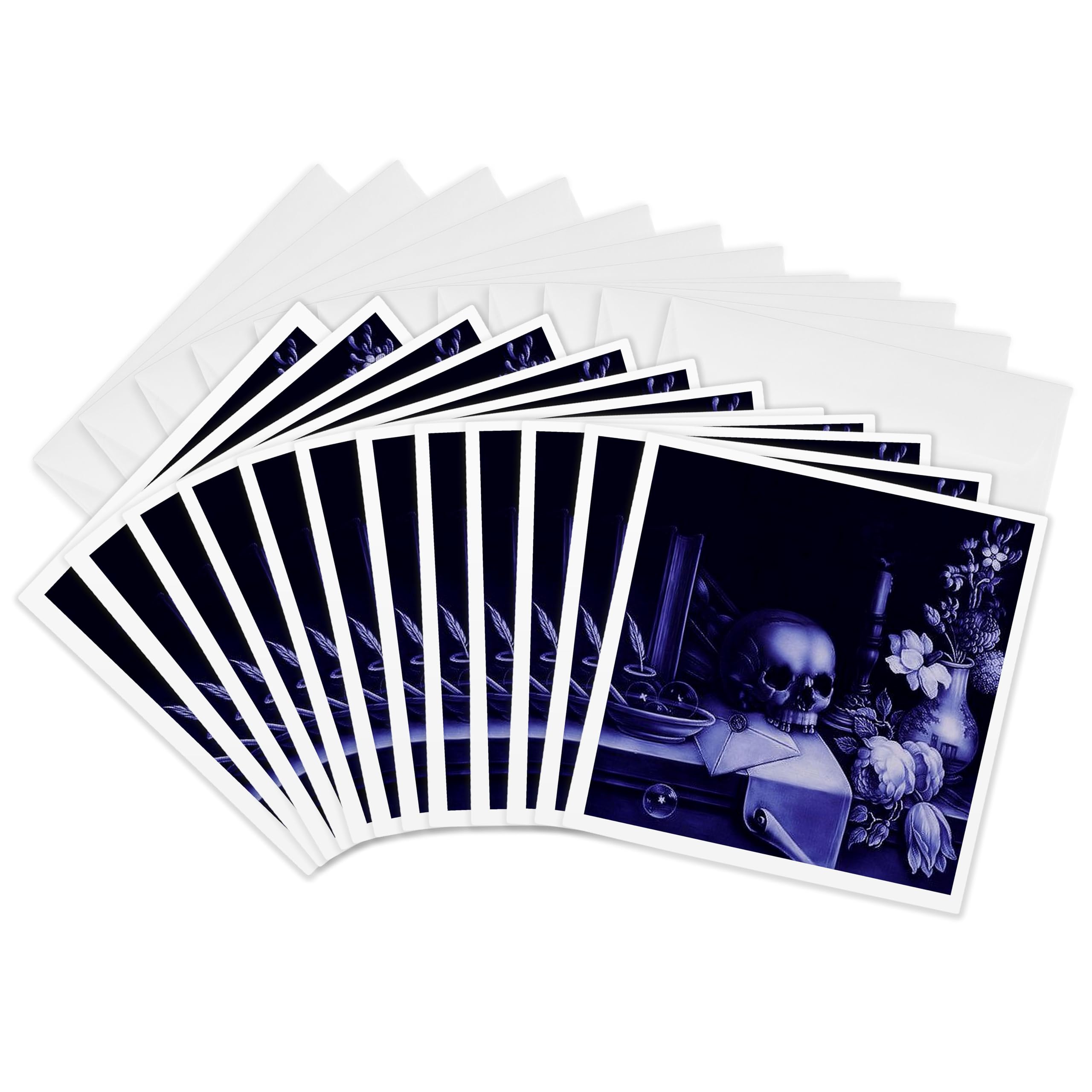3Drose Halloween Skulls - Greeting Cards, 6 by 6-inches, Set of 12 (gc_18237_2)