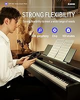 Vista 9 de Donner 88 teclas con teclado ponderado, piano vertical premium para principiantes a profesionales, teclado eléctrico de tamaño completo