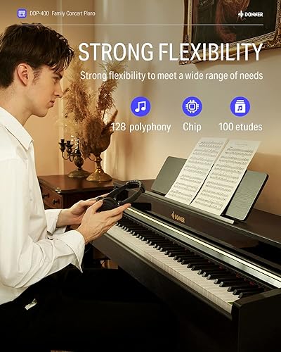 Miniatura 9 de Donner - Piano digital teclado con peso de 88 teclas piano vertical de alta calidad para principiantes profesionales piano para el hogar teclado