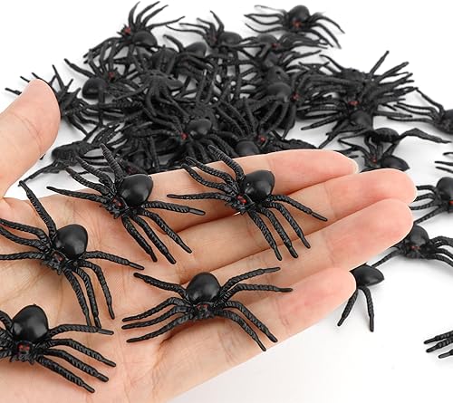 Arañas de plástico falsas de Halloween, arañas de Halloween, decoraciones de Halloween, arañas pequeñas realistas, arañas falsas negras, arañas