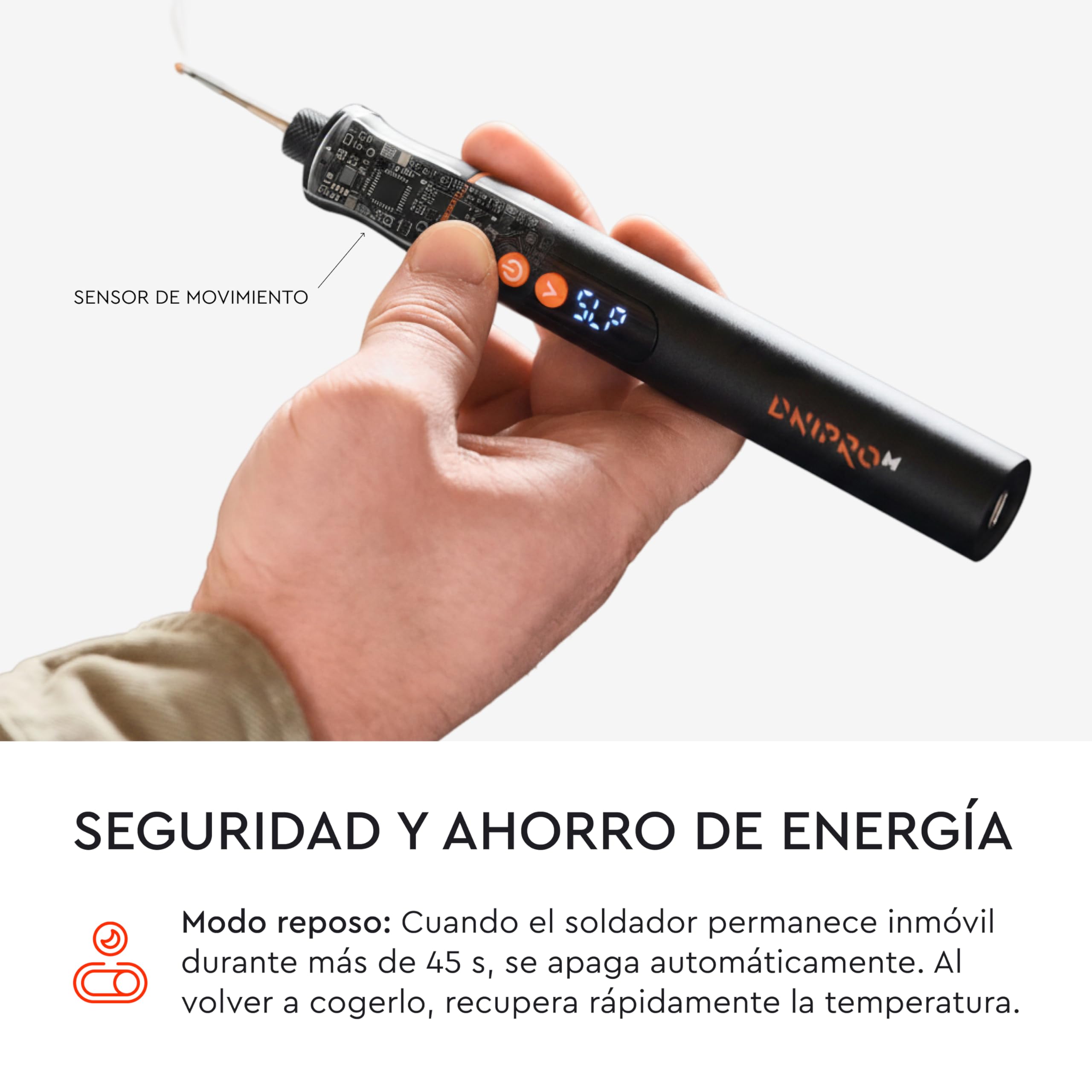 Soldador de Estaño Inalámbrico USB-C, 200-450°C, Calentamiento en 30s, Batería 2600mAh, Display LED, Soldador de Precisión para Electrónica, Kit Completo, CSI-36