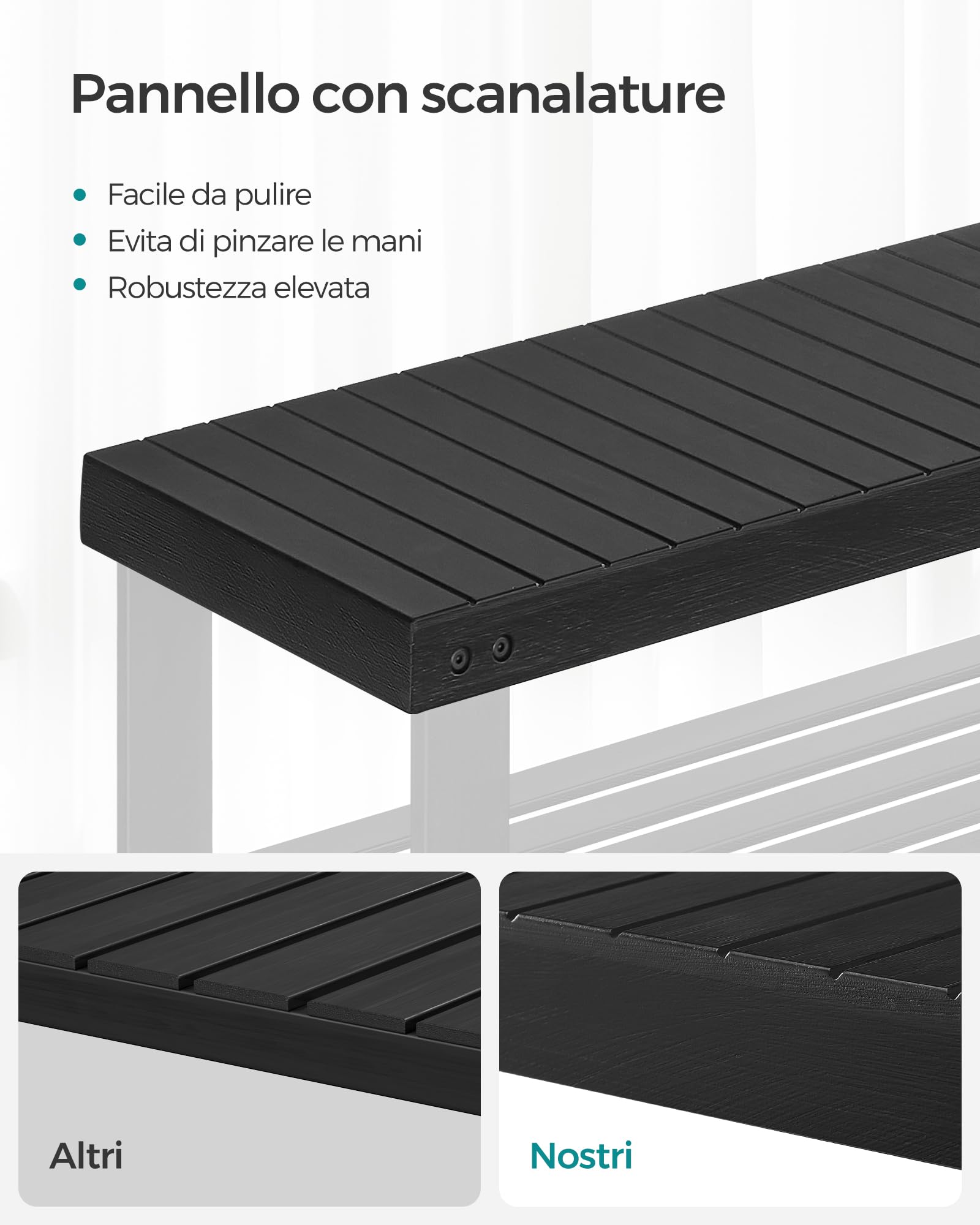 SONGMICS Portascarpe, Scarpiera in bambù a 3 Livelli, Panca per Corridoio, può Contenere Fino a 130 kg, 28,7 x 70,1 x 45,3 cm, per Ingresso, Bagno, Camera da Letto, Nero LBS04H, 70L cm