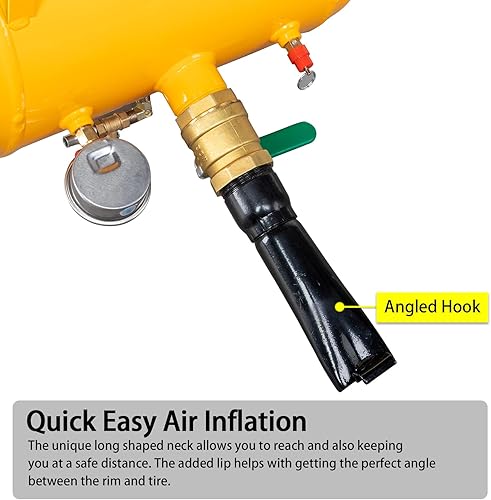 Miniatura 2 de Inflador de neumáticos compacto de 5 galones para camión, tractor, ATV, tanque resistente, amarillo