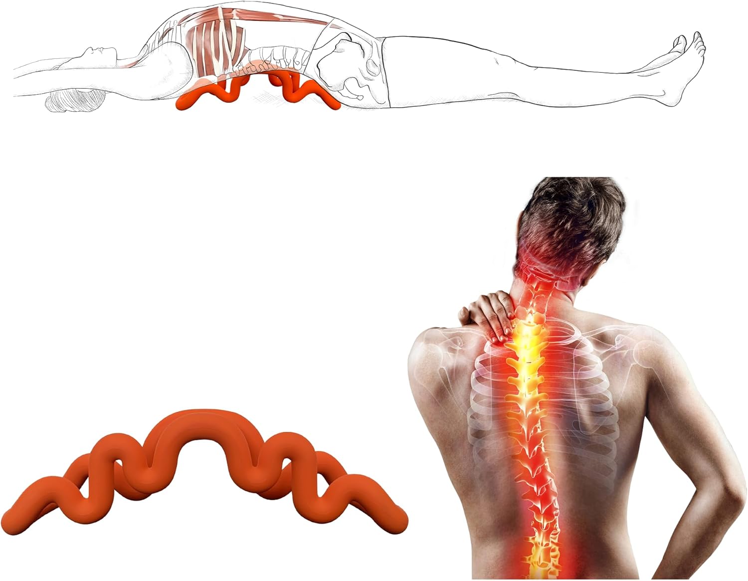 Back Deep Tissue Massager, Back Stretcher, Relieve Low Back Pain, Middle Back Pain and Sciatica, Athletes Muscle Recovery Tool - Image 2