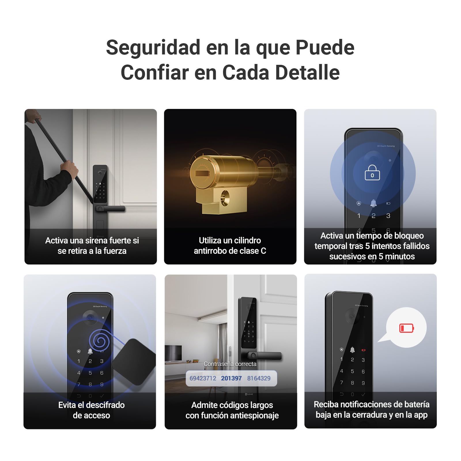 EZVIZ Y2000FVS Cerradura Puerta Exterior Inteligente Reconocimiento Facial