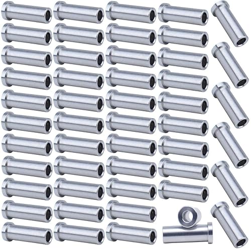 Muzata Paquete de 50 fundas protectoras de acero inoxidable T316 CR13 con 40 unidades de 18 pulgadas, cable de tornillo invisible Swage Lag Tensor