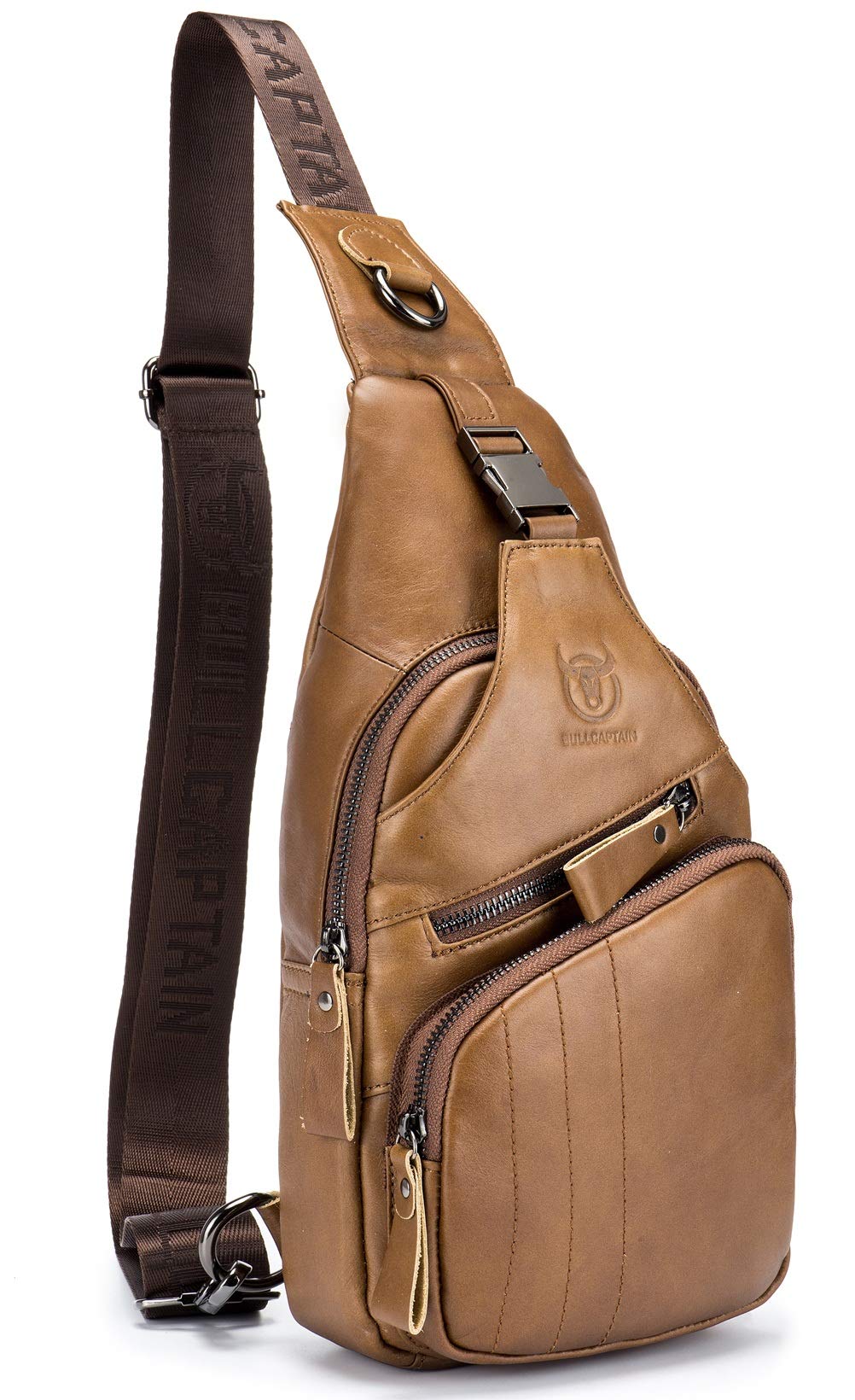 Leather Men Sling Bag Casual Crossbody Chest Bags Travel Daypack