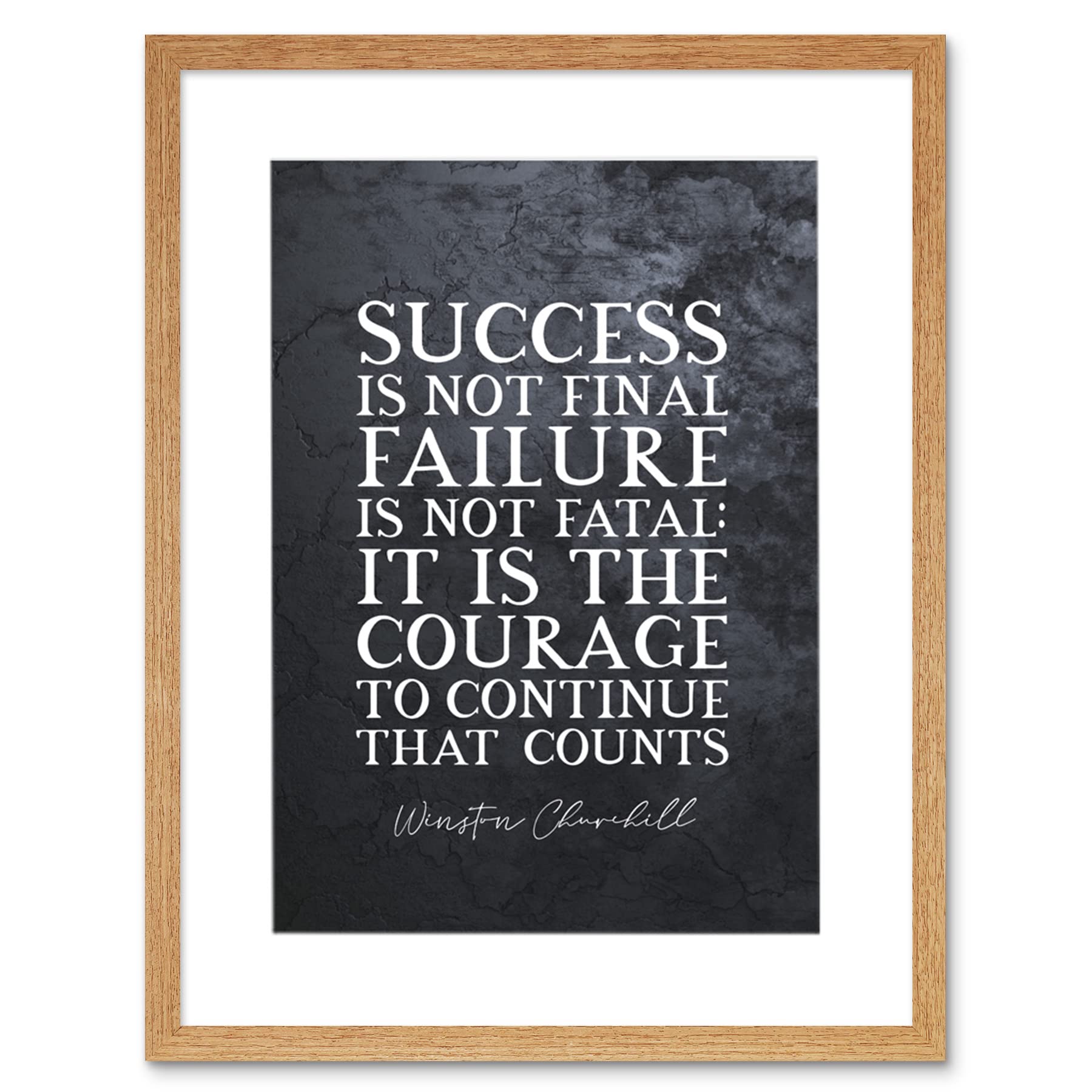 Artery8 Winston Churchill Success Slate Slate Quote Winston Churchill Success Artwork Framed Wall Art Print 12X16 Inch