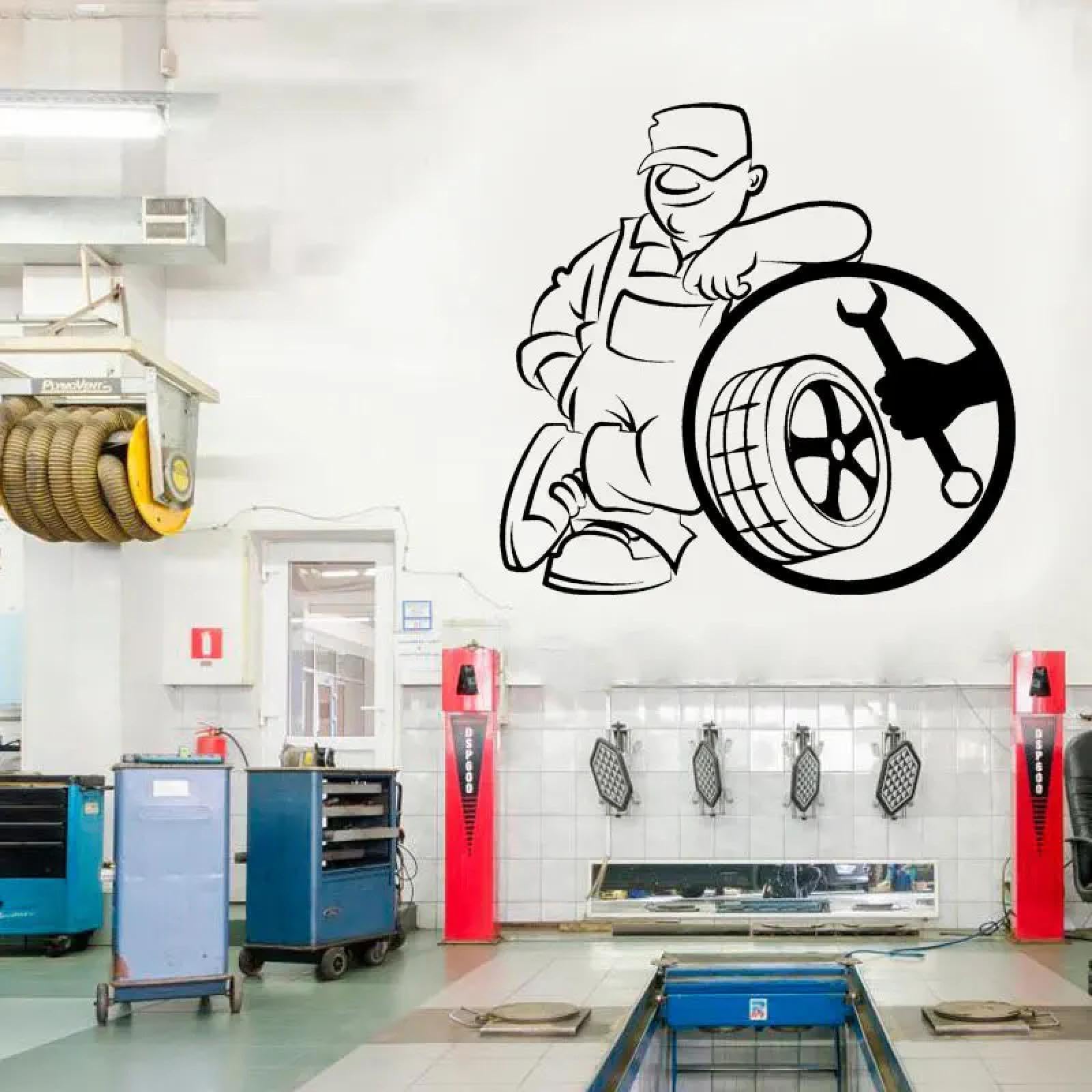 YOUOUSI Tire Service wall Decals, car Repair Shop wall Decals, car Repair Service Vinyl wall Art Decals