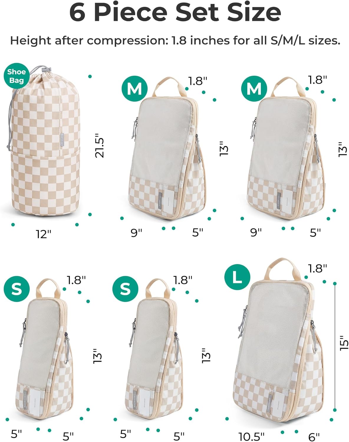 BAGSMART 6 Set /4 Set/2 Set Compression Packing Cubes for Travel, Lightweight Luggage Organizer Bags, Durable Space Saver Bags Travel Essentials thumbnail