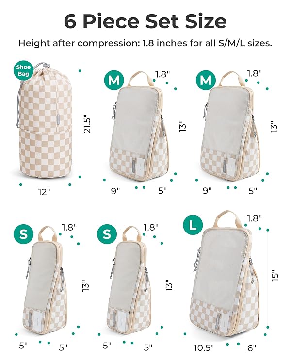 BAGSMART 6 Set Compression Packing Cubes for Travel, Lightweight Luggage Organizer Bags, Durable Space Saver Bags Travel Essentials by BAGSMART - Used condition - Image 4