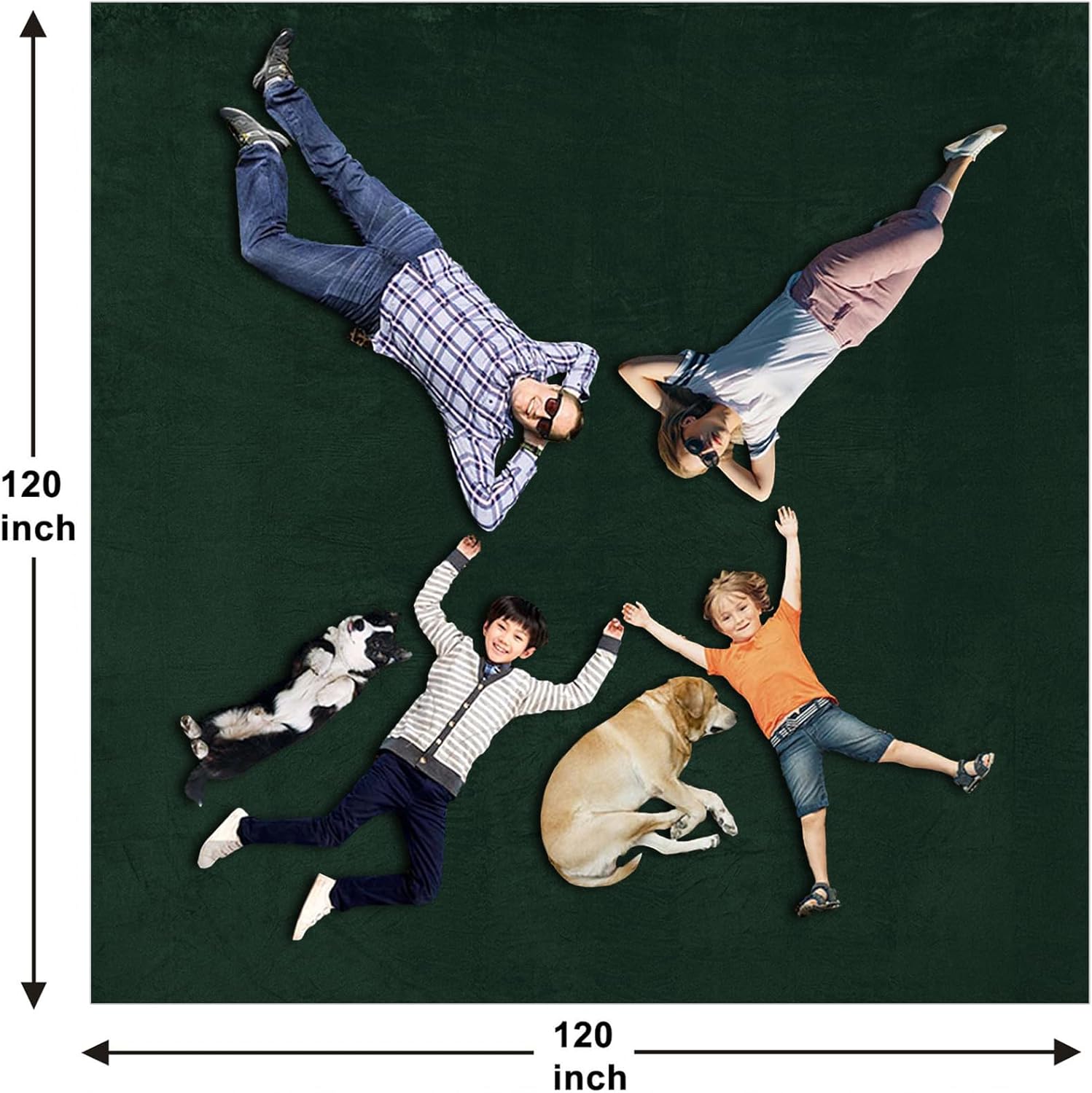 Bnuitland Oversized King Flannel Blanket 120x120 Inches, 300GSM Soft Extra Large California for Couch,Bed, Lightweight Cozy Fleece 10x10 Huge Blanket for Whole Family, Deep Green