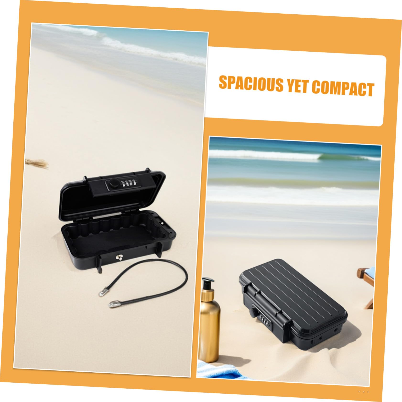 Coffre-fort Portable Noir Câble Acier Détachable Étanche