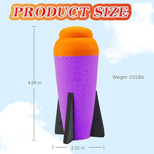 Miniatura 6 de Aevdor Mega Misil Recambio para Nerf N-Strike Elite Series 4 paquetes compatible con cohetes de espuma para pistola Nerf Blaster - naranja y morado