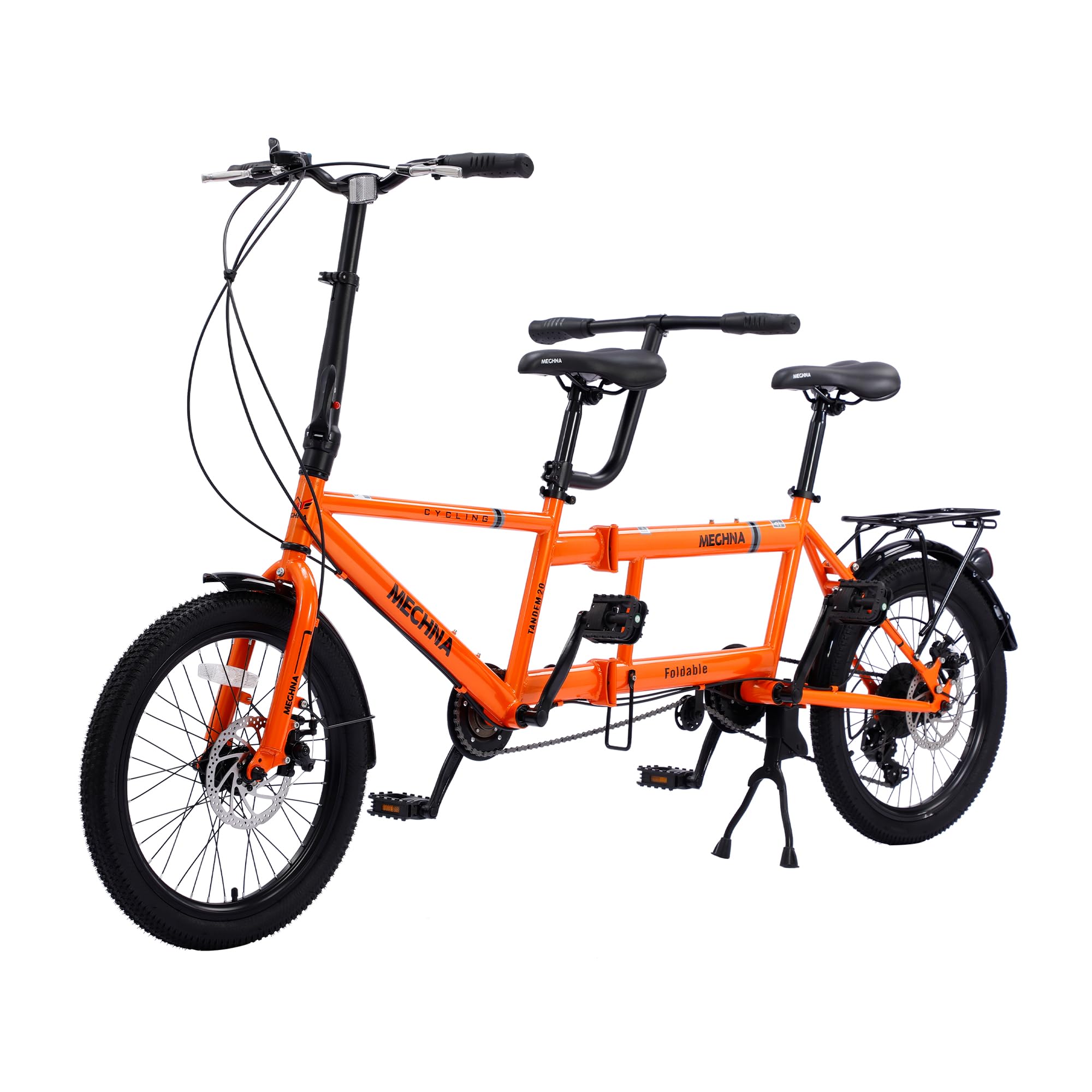 Faltbares Tandemfahrrad, 20" Tandem Fahrrad Stadt-Tandem-Klapprad Verstellbares Erwachsenen-Strand-Cruiser-Fahrrad, 7 Geschwindigkeiten einstellbares Faltrad mit 2 Sitzen für Erwachsene