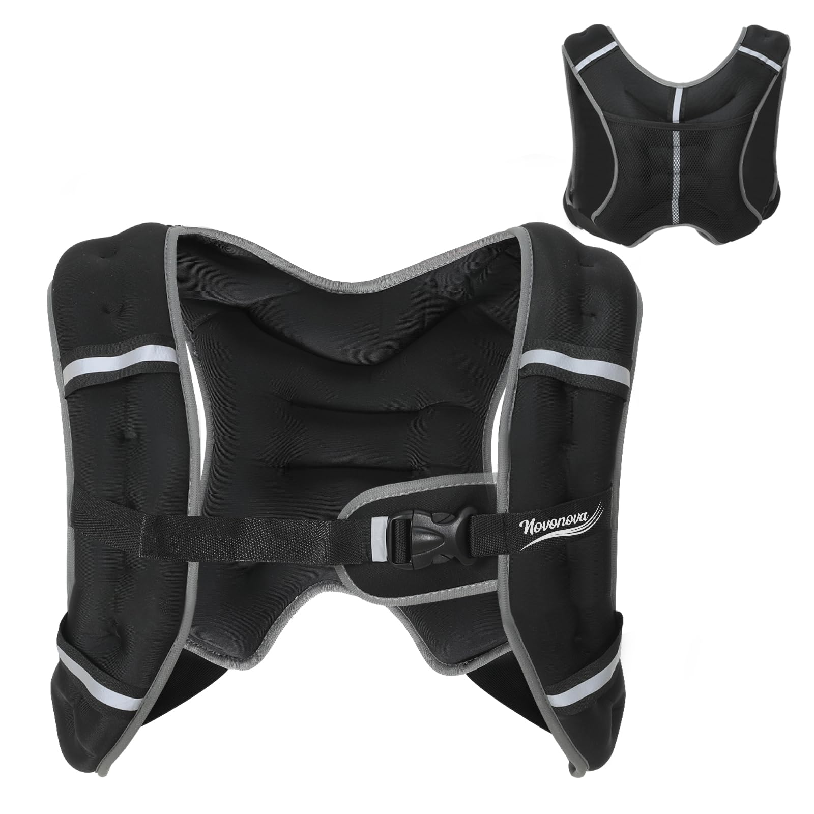 Gilet Lesté avec Bordures Réfléchissantes, Gilet Leste Équipement de Sécurité Sportive Sangles Ajustables Ergonomique, Veste Lestée Résistant, Gilet Poids Musculation 3/5/8/12KG