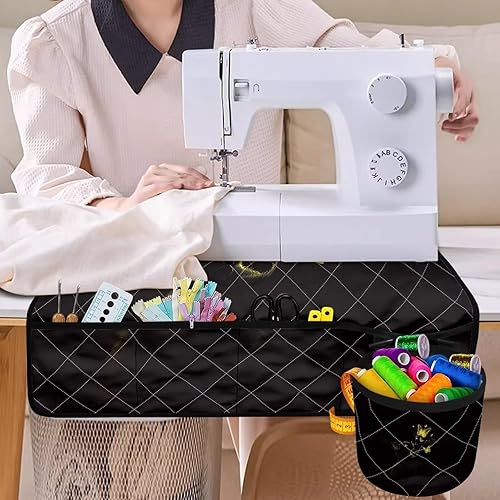 Miniatura 75 de Estera de máquina de coser con flores brillantes y florales bohemias, reduce la vibración, antideslizante, organizador duradero