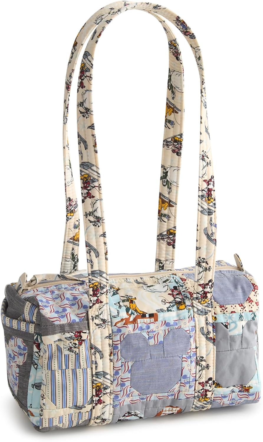 Vera Bradley Women's Disney Premium Cotton Original 100 Handbag, Ski Weekend Mickey Mouse Patchwork, One Size