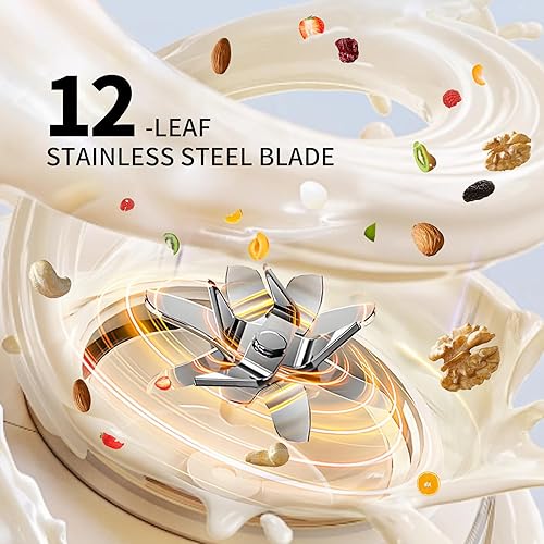 Miniatura 3 de Máquina para fabricar leche de nuez 10 en 1, máquina de leche de soja de 12 cuchillas40 onzas1.2 L, autolimpianteretraso de 12 horasmantiene