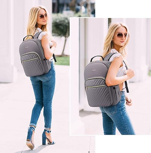 Miniatura 6 de LOVEVOOK Mochila para computadora portátil para mujer, bolsa de trabajo de computadora de viaje de gran capacidad de 17 pulgadas, mochila para