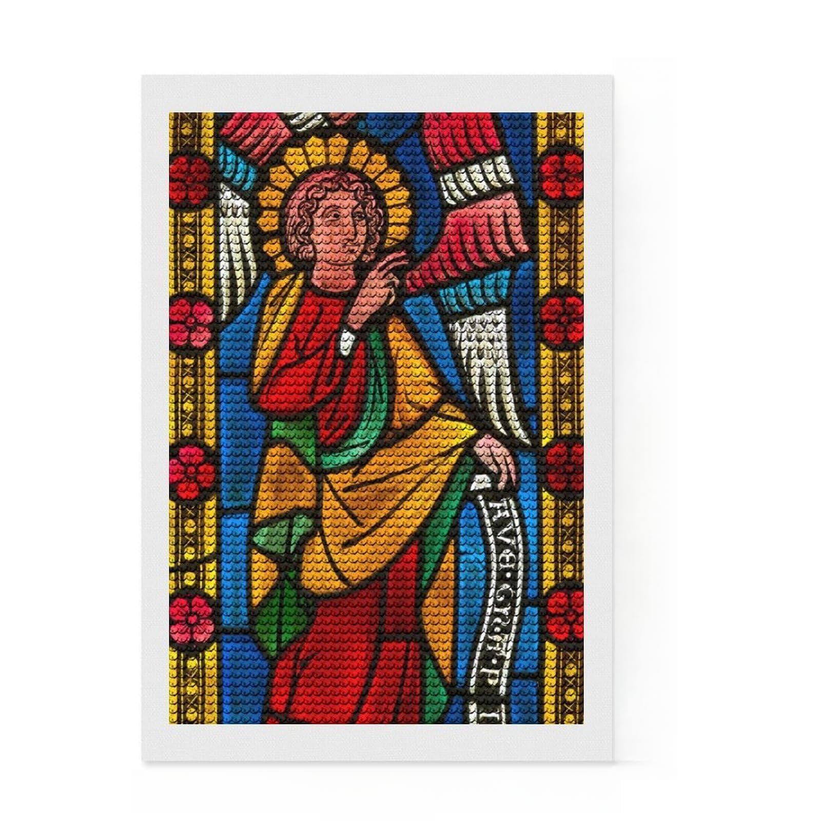 Junmoney Angel of The Annunciation Diamond Art Kit 8"x12", for Creative Relaxation, Bedroom Decor, Simple to Start, Thoughtful Handmade Gift