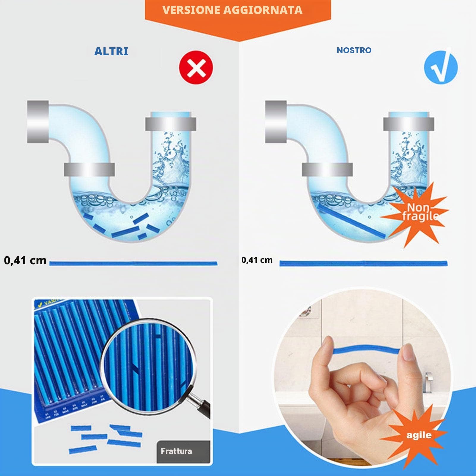 24 Pezzi Drain Sticks, Tubo Pulitore Detergente Cleaning Sticks Enzima, Mantiene Gli Scarichi Privo di Ostruzione E Odori per La Pulizia di Tubi di Scarico del WC, Cucina/Bagno