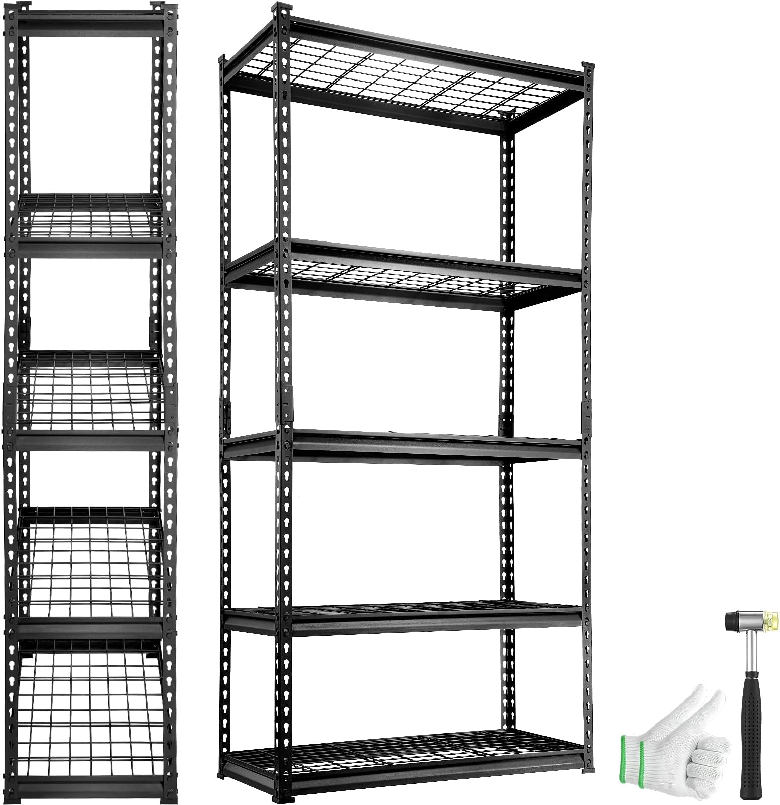 Storage Shelving Unit, 5-Tier Adjustable, 2000 lbs Capacity, Heavy Duty Garage Shelves Metal Organizer Wire Rack, Black, 36" L x 16" W x 72" H for Kitchen Pantry Basement Bathroom Laundry Closet